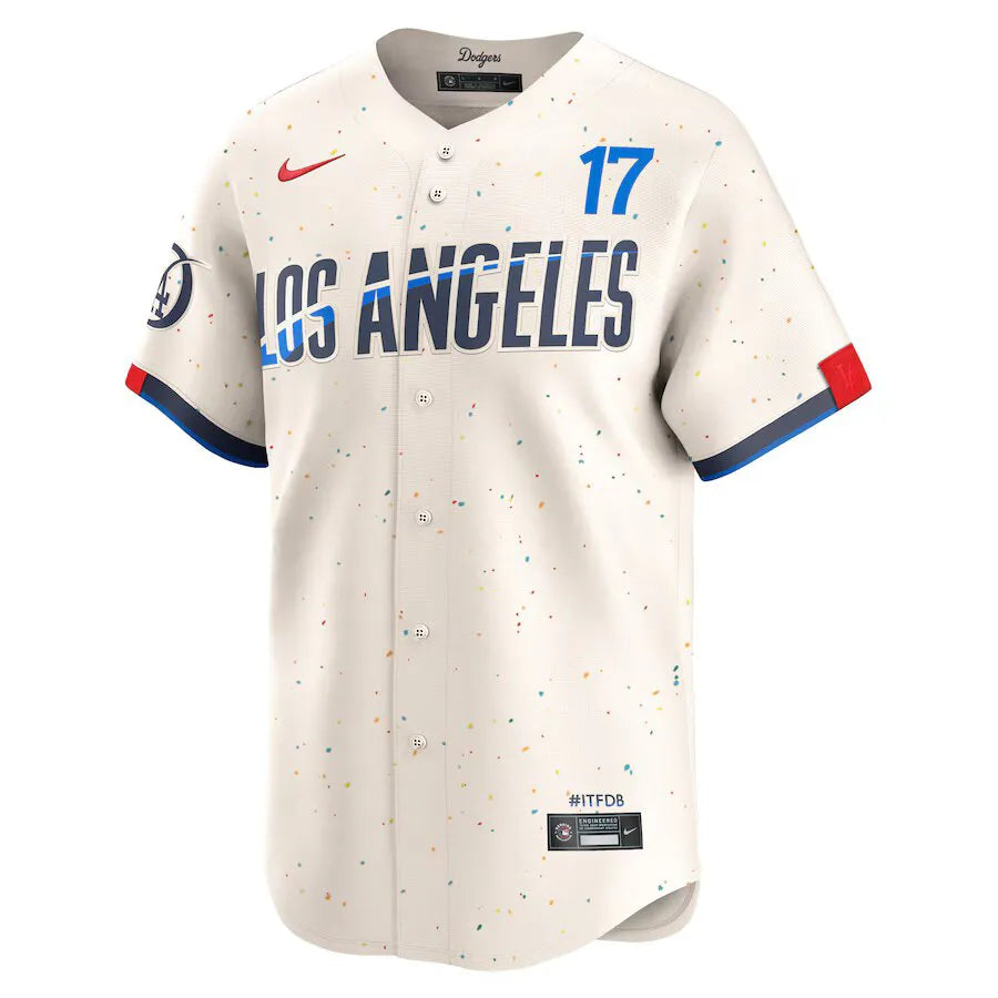 Jersey MLB Los Angeles Dodgers City Connect Torcedor Masculina Bege Shohei Ohtani 17