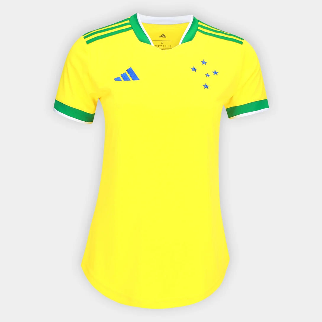Camisa Feminina Cruzeiro Brasil 2026 - Amarelo+Verde