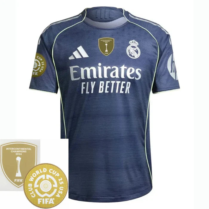 Real Madrid Away Fan Jersey 2025/26 - Patch 2025 Club World Cup + FIFA Intercontinental Champions