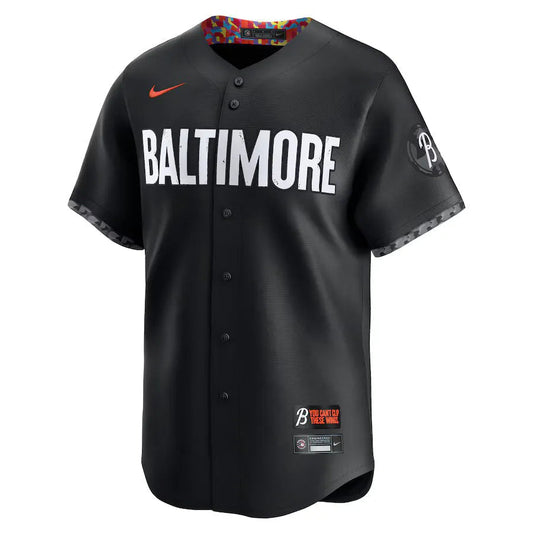 Jersey MLB Baltimore Orioles Black City Connect Adley Rutschman 35 Torcedor Masculina Preta