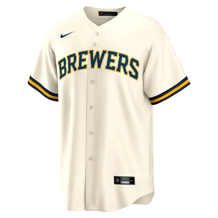 Jersey MLB Milwaukee Brewers Home Torcedor Masculina Bege