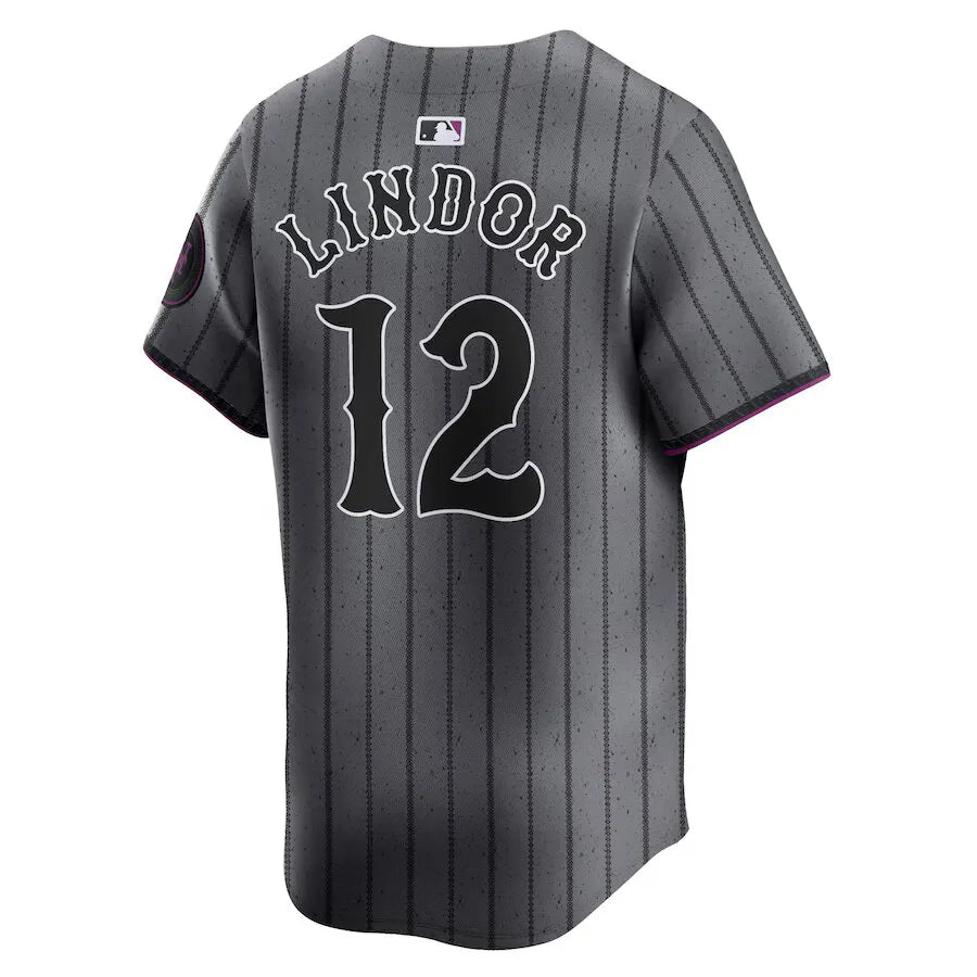 Jersey MLB New York Mets Graphite Torcedor Masculina Francisco Lindor 12 Grafite