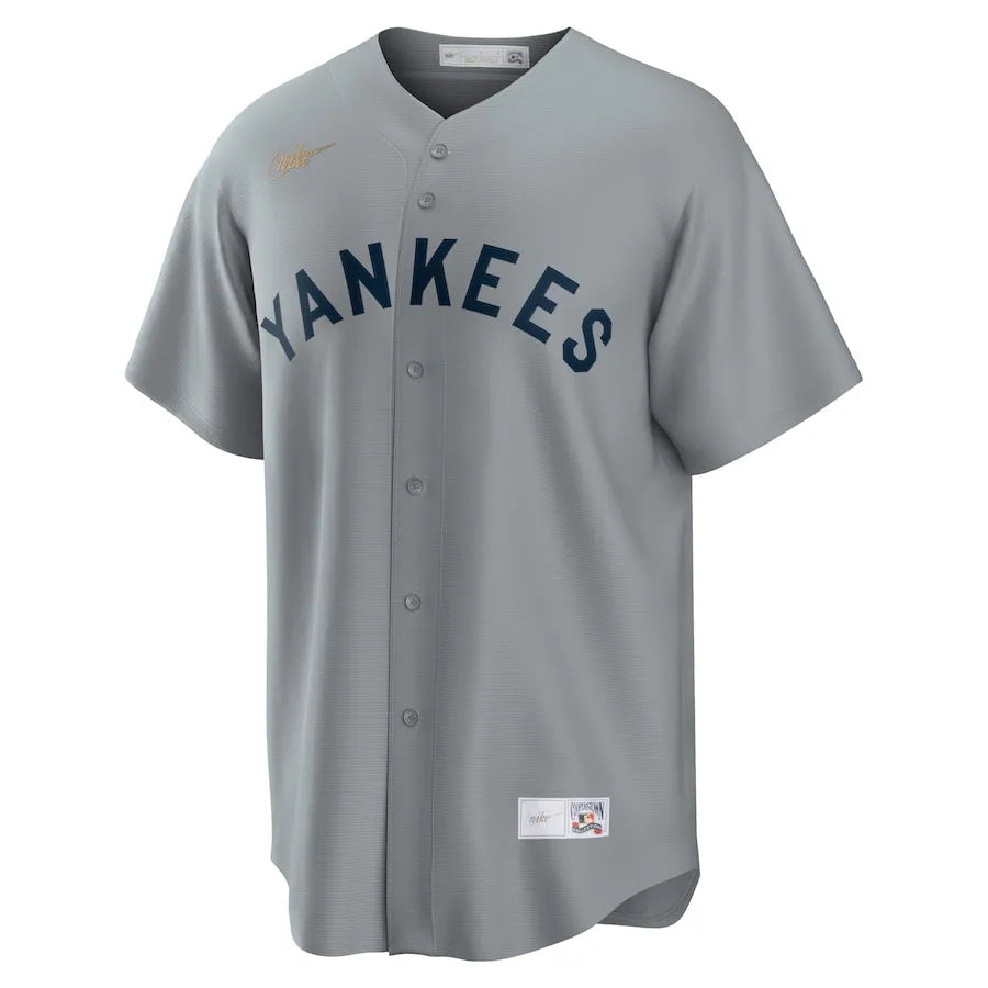 Jersey MLB New York Yankees Away Cooperstown Collection Torcedor Masculina Cinza Babe Ruth 3