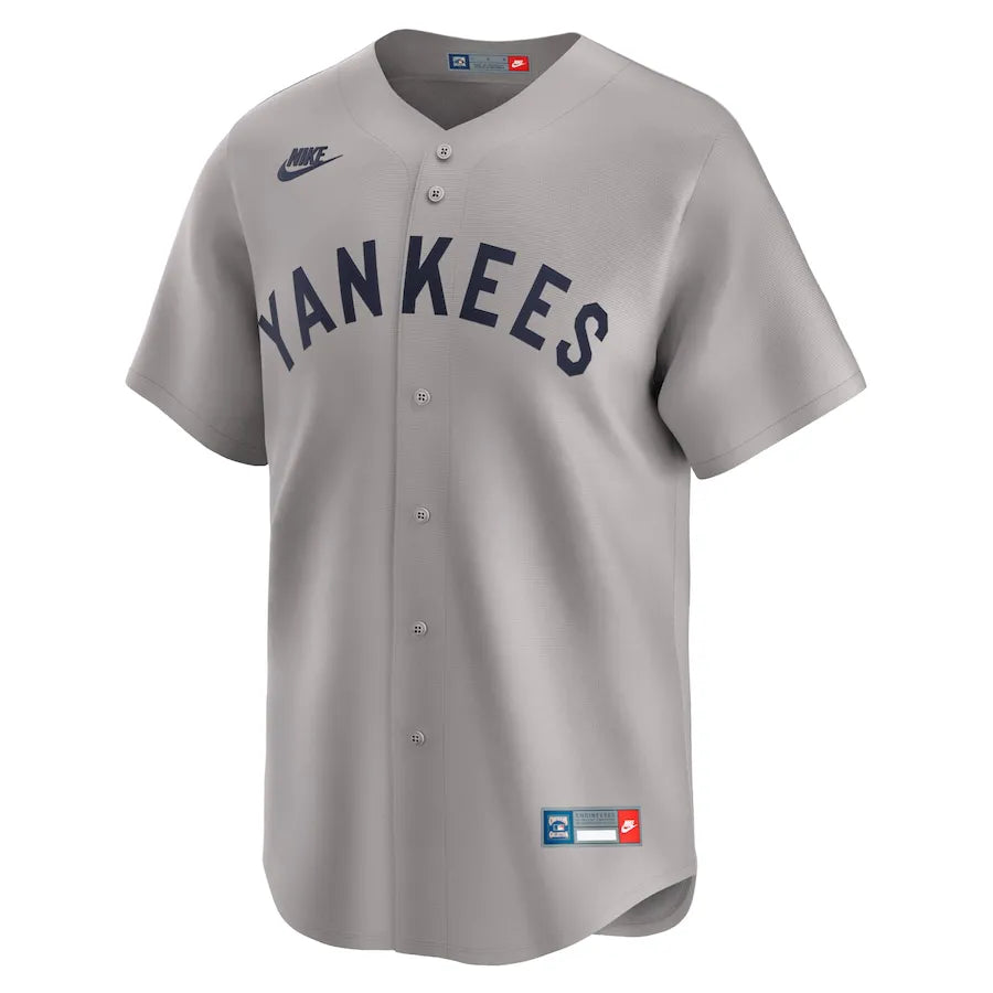 Jersey MLB New York Yankees Away Throwback Cooperstown Collection Limited Torcedor Masculina Cinza Babe Ruth 3