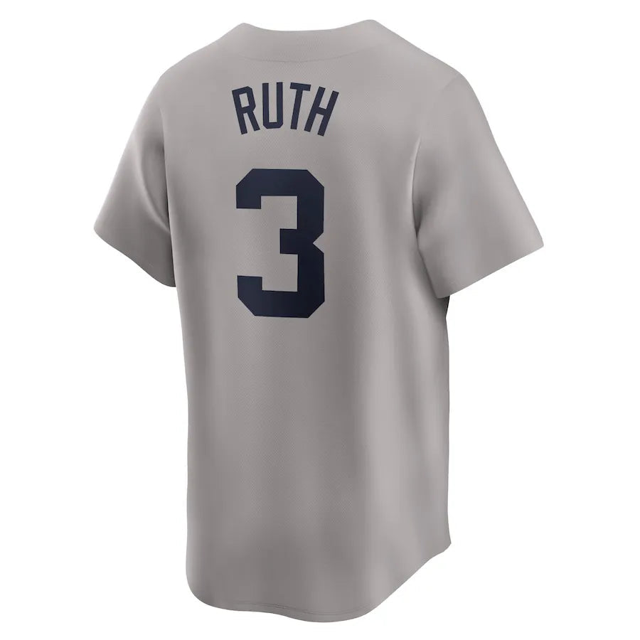 Jersey MLB New York Yankees Away Throwback Cooperstown Collection Limited Torcedor Masculina Cinza Babe Ruth 3