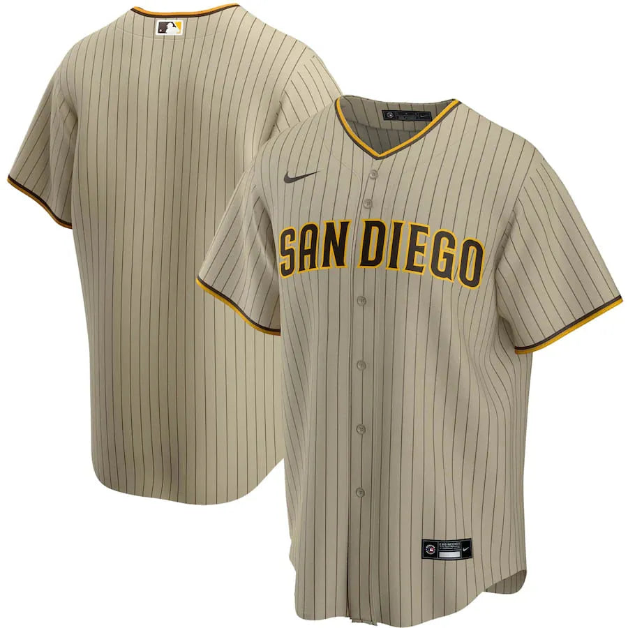 Jersey MLB San Diego Padres Raod Torcedor Masculina Listrada Marrom