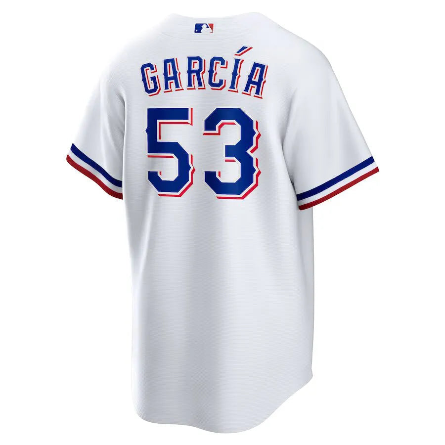 Jersey MLB Texas Rangers I Torcedor Masculina Branca Adolis Garcia 53