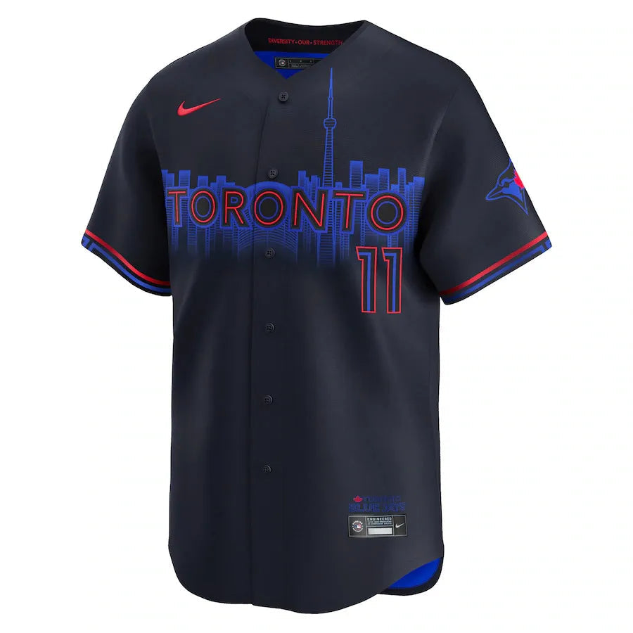 Jersey MLB Toronto Blue Jays City Connect Torcedor Masculina Azul Marinho Bo Bichette 11