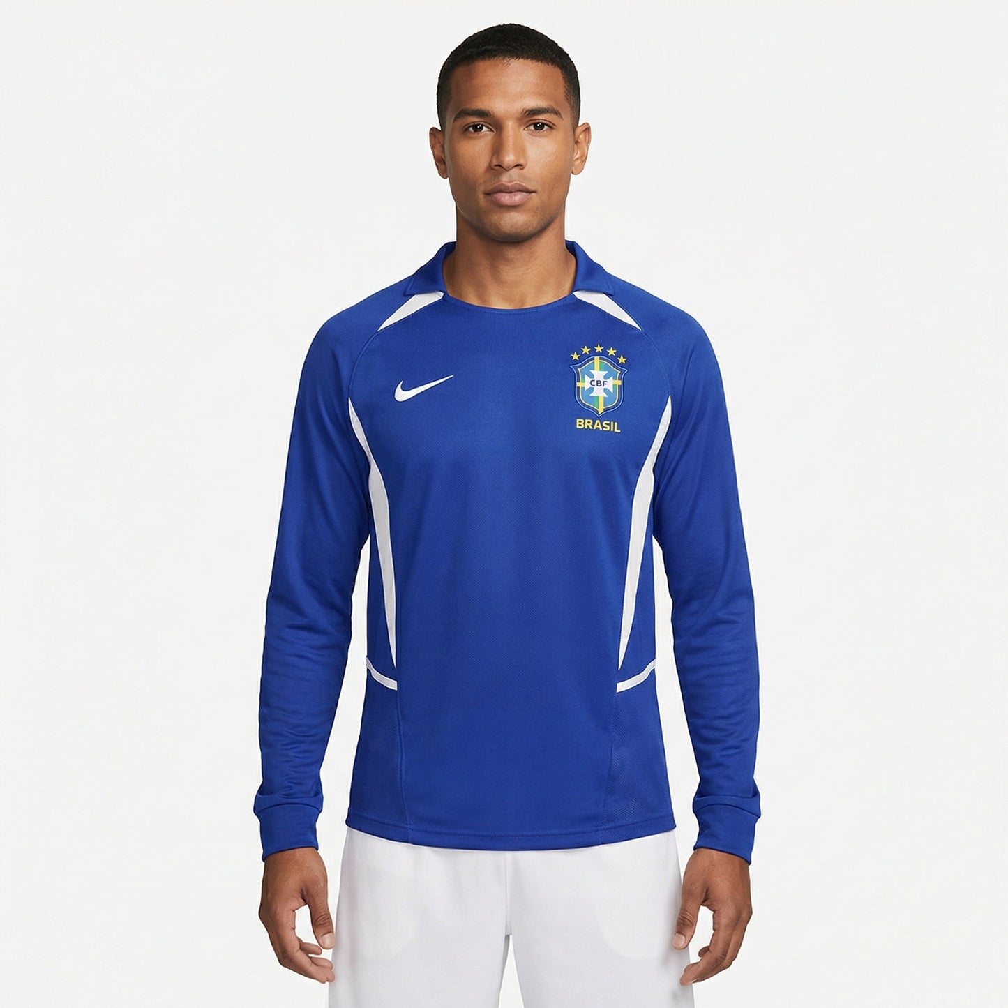 Jersey Brasil Retro 2002 Longsleeve Azul Fan